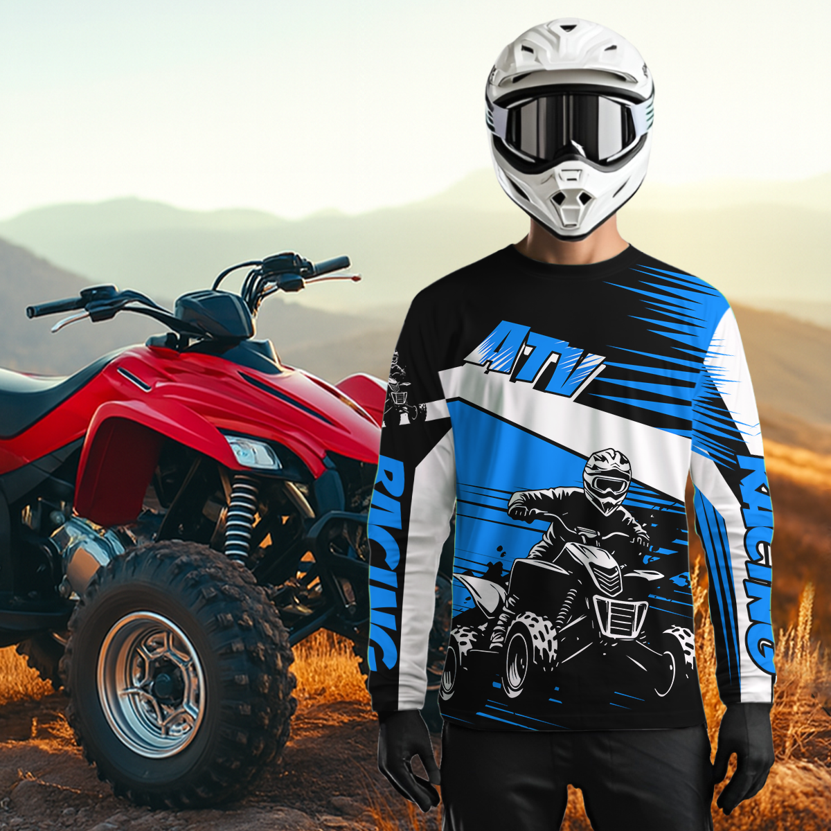 Custom Blue ATV Motocross Jersey for Adult Quad Dirt Bike Racing Shirt
