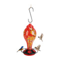 Hand-Blown Glass Hummingbird Feeder, 33 oz with Perch Ring