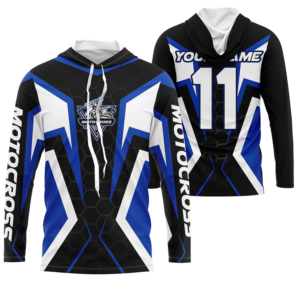 Blue white customizable Motocross jersey MX off-road + shirt biker racing motorcycle
