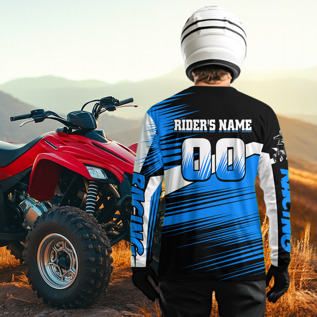 Custom Blue ATV Motocross Jersey for Adult Quad Dirt Bike Racing Shirt