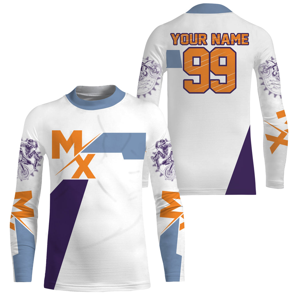 White Motocross long sleeve jersey adult custom dirt bike shirt off-road + extreme racing