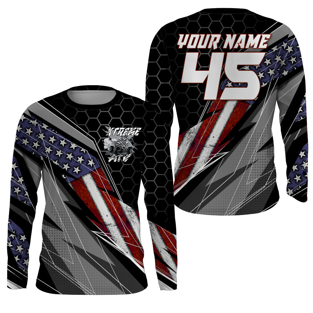 Custom ATV Motocross Jersey + Quad Bike Shirt Racing Adult American Flag Long Sleeves