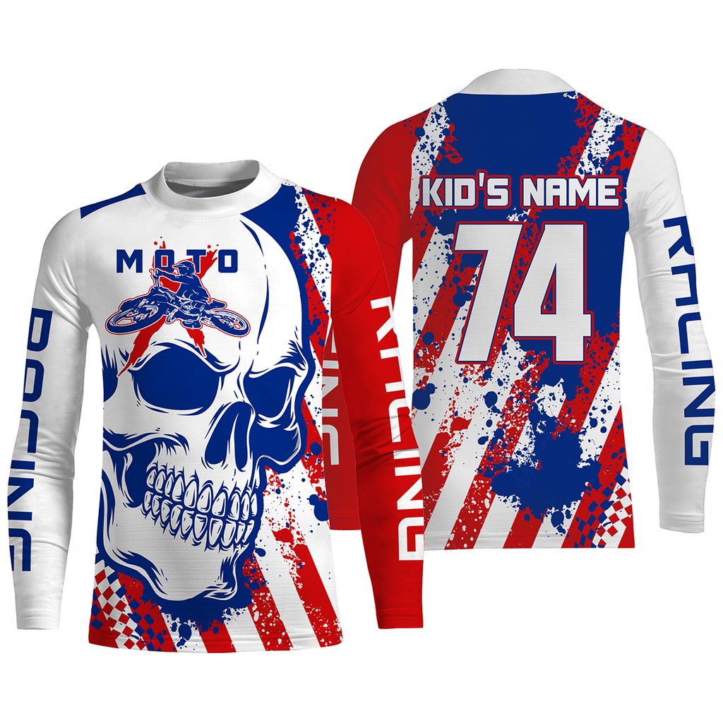 Skull MotoX jersey custom motocross UV American flag Patriotic dirt bike racing motorcycle racewear