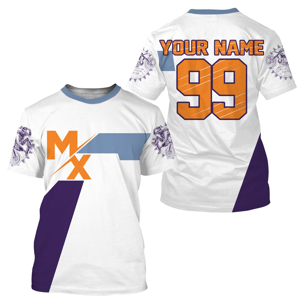 White Motocross long sleeve jersey adult custom dirt bike shirt off-road + extreme racing