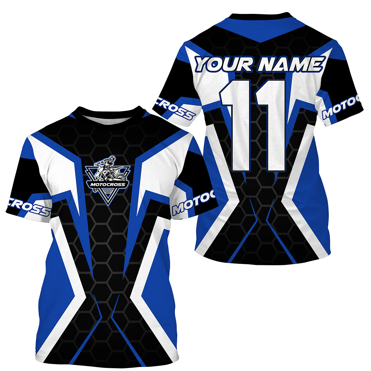 Blue white customizable Motocross jersey MX off-road + shirt biker racing motorcycle