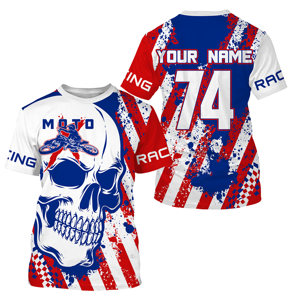 Skull MotoX jersey custom motocross UV American flag Patriotic dirt bike racing motorcycle racewear