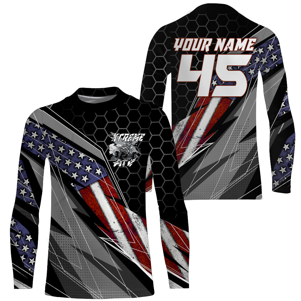 Custom ATV Motocross Jersey + Quad Bike Shirt Racing Adult American Flag Long Sleeves