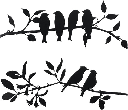 Birds on a Branch Metal Wall Art, Black, Set of 2