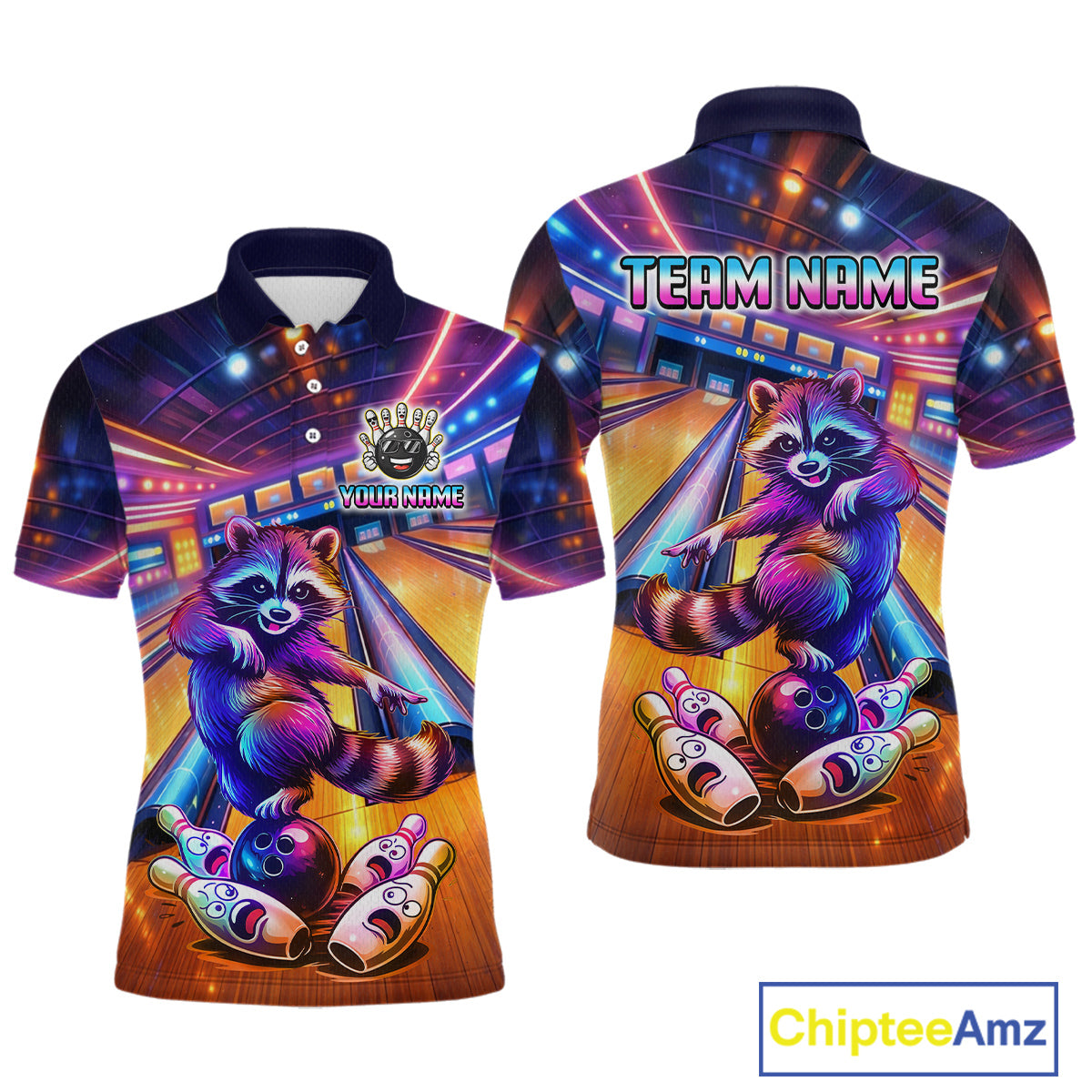 Funny Raccoon Bowling Custom Bowling League Jersey Polo & 1/4-Zip Bowling Outfit