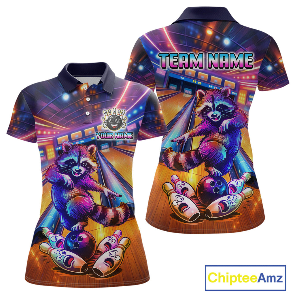Funny Raccoon Bowling Custom Bowling League Jersey Polo & 1/4-Zip Bowling Outfit