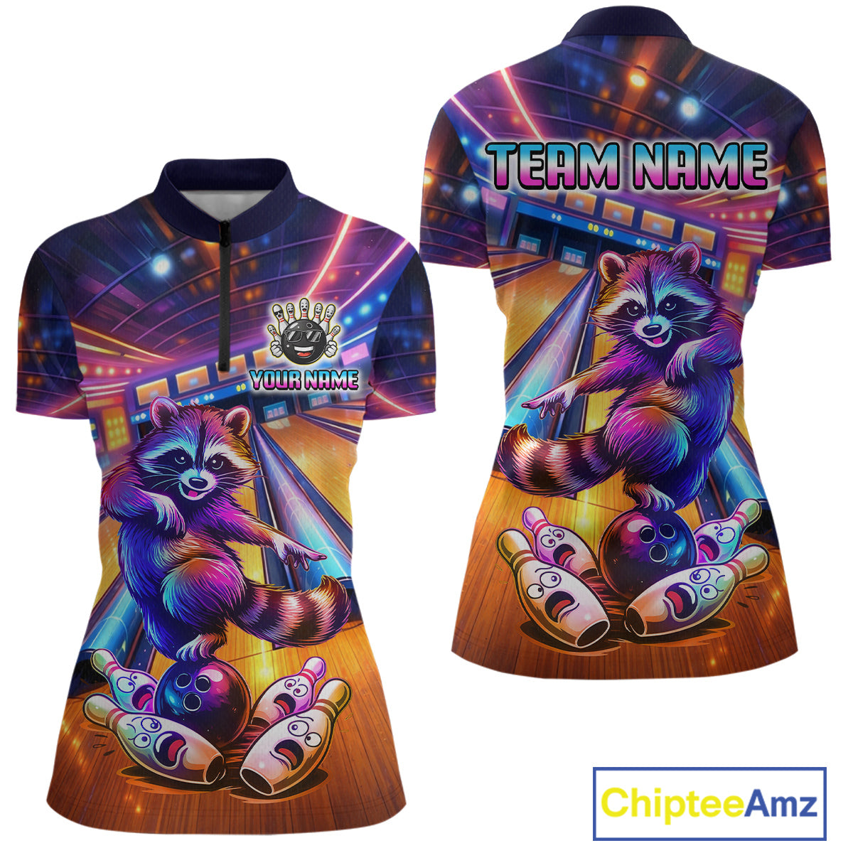 Funny Raccoon Bowling Custom Bowling League Jersey Polo & 1/4-Zip Bowling Outfit