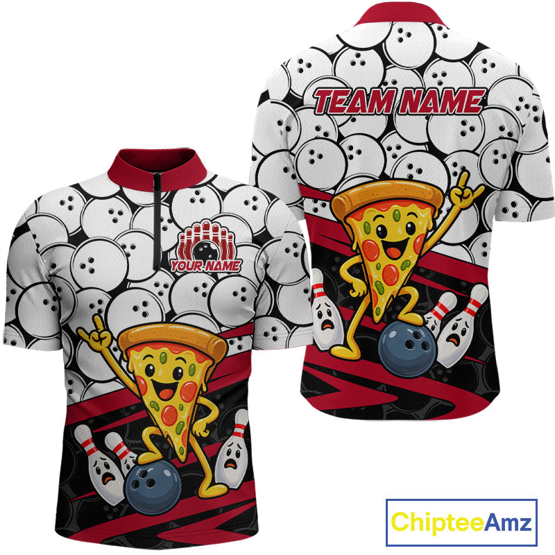 Custom Funny Pizza Bowling Shirt Fast Food Bowling Jersey
