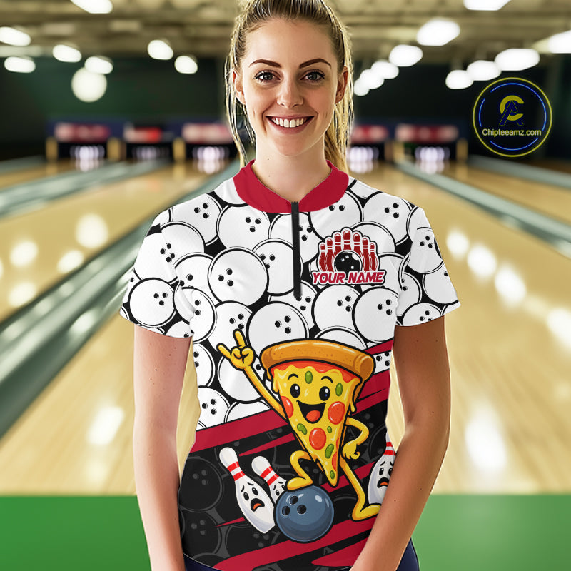 Custom Funny Pizza Bowling Shirt Fast Food Bowling Jersey