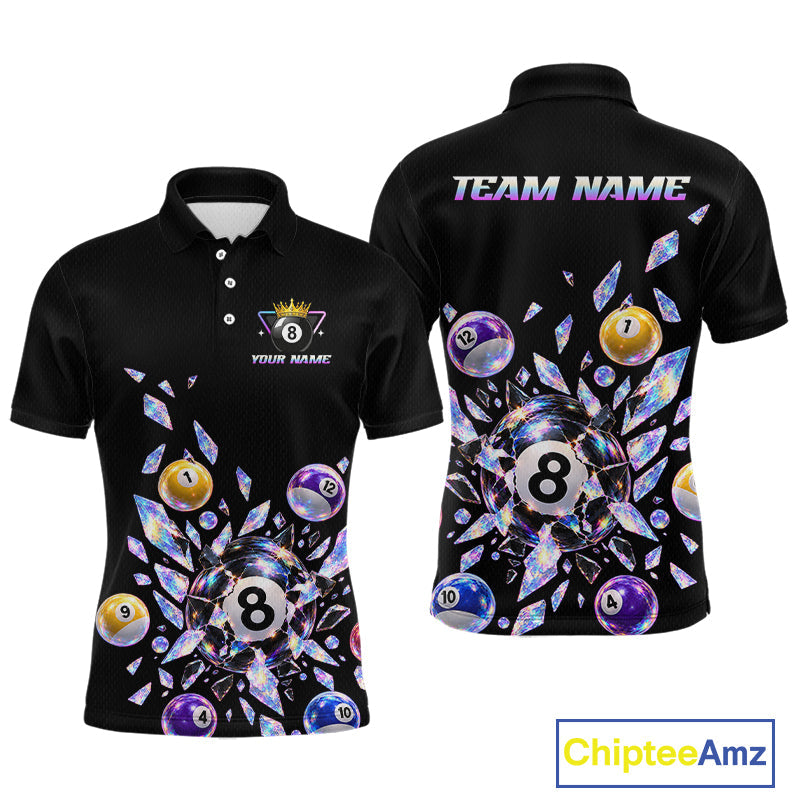 Custom Holographic Glass Break 8 Ball Billiard Shirts Team Pool Jersey