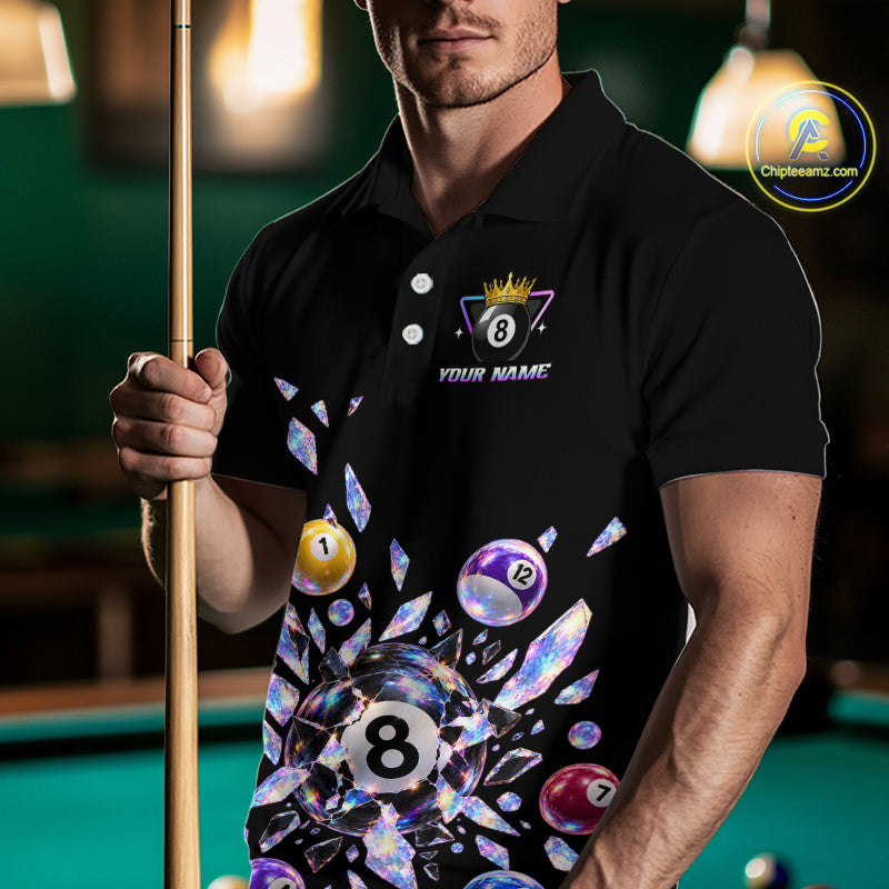 Custom Holographic Glass Break 8 Ball Billiard Shirts Team Pool Jersey