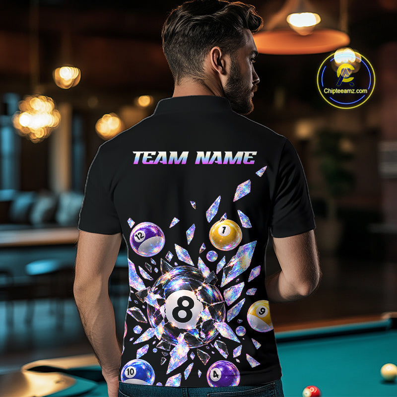 Custom Holographic Glass Break 8 Ball Billiard Shirts Team Pool Jersey