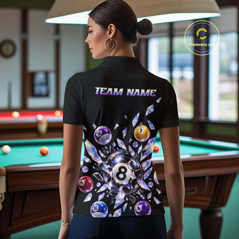 Custom Holographic Glass Break 8 Ball Billiard Shirts Team Pool Jersey