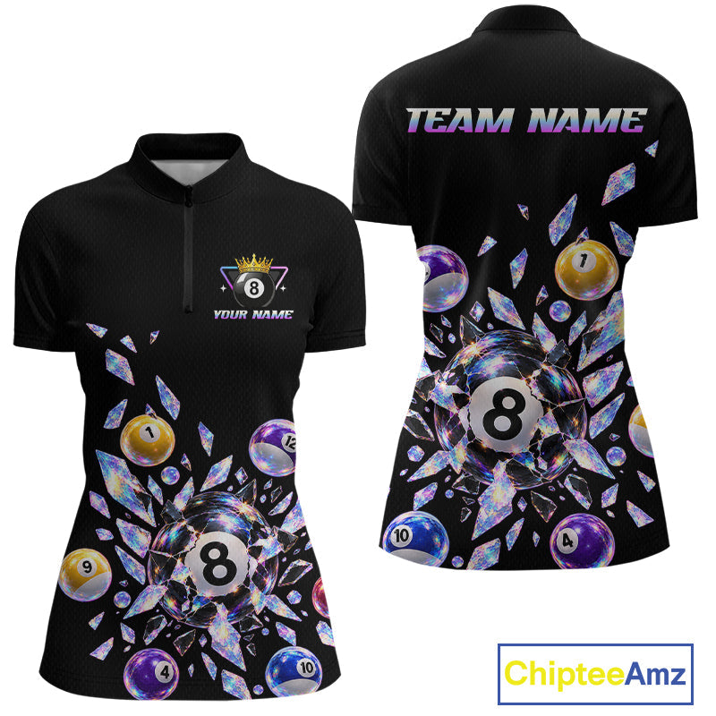 Custom Holographic Glass Break 8 Ball Billiard Shirts Team Pool Jersey