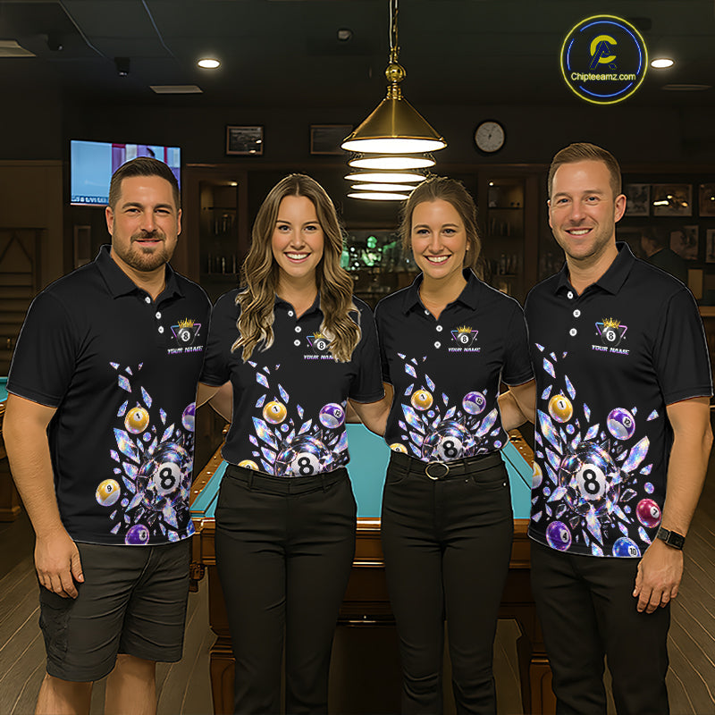 Custom Holographic Glass Break 8 Ball Billiard Shirts Team Pool Jersey
