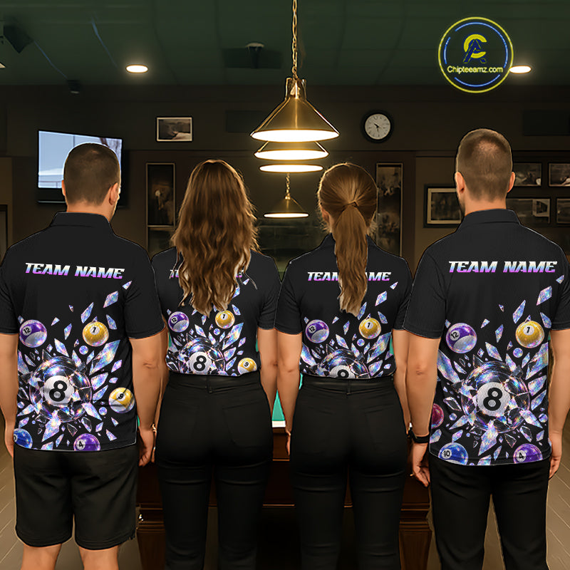 Custom Holographic Glass Break 8 Ball Billiard Shirts Team Pool Jersey