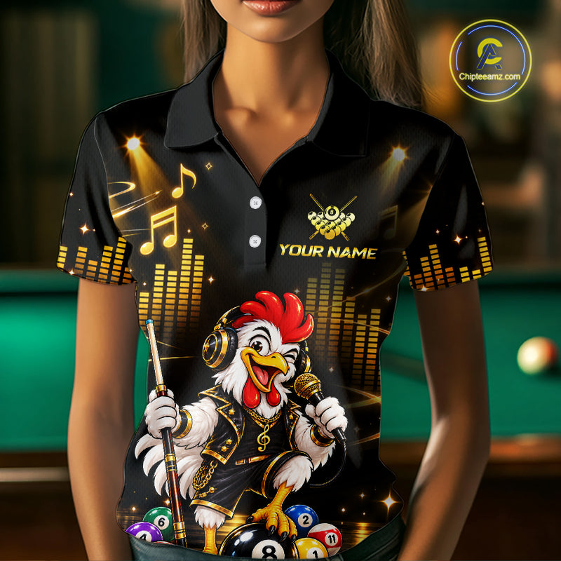 Custom Funny Chicken Billiard Shirt Music Billiard Pool Jersey Polo & Quarter-Zip