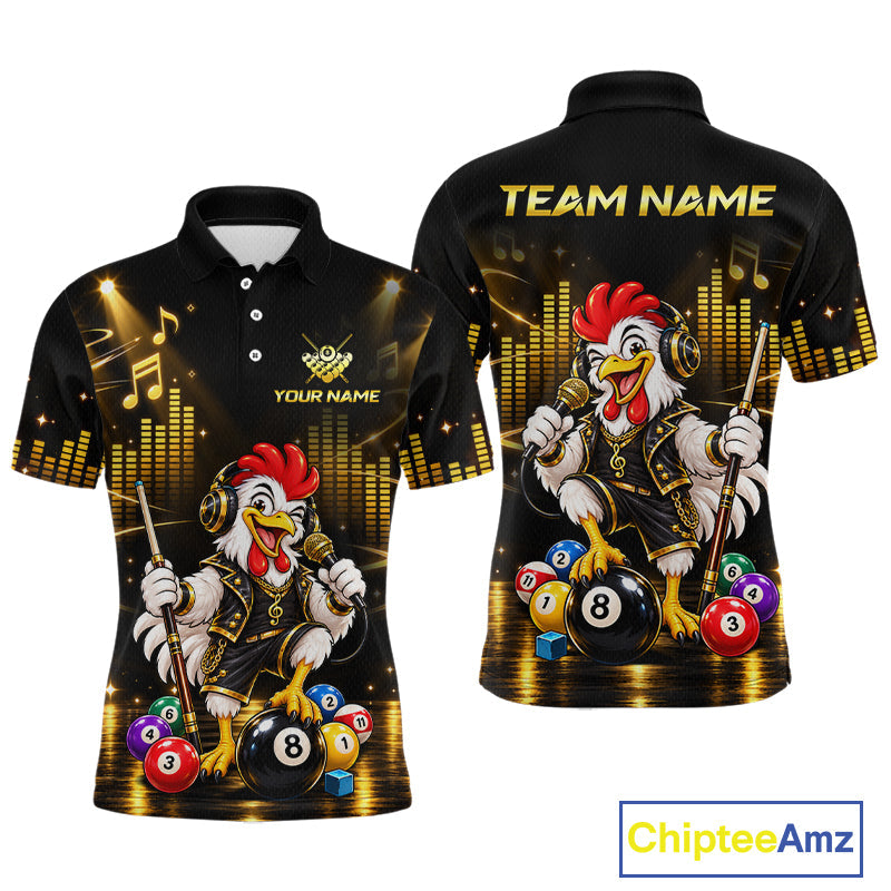 Custom Funny Chicken Billiard Shirt Music Billiard Pool Jersey Polo & Quarter-Zip