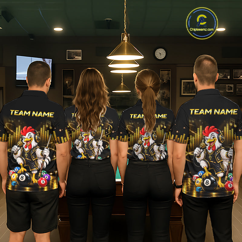Custom Funny Chicken Billiard Shirt Music Billiard Pool Jersey Polo & Quarter-Zip