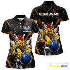 Custom Orange Funny Chicken Bowling Team Shirt Break Glass Bowling Jersey