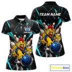 Custom Turquoise Funny Chicken Bowling Team Shirt Break Glass Bowling Jersey