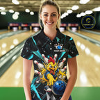 Custom Turquoise Funny Chicken Bowling Team Shirt Break Glass Bowling Jersey