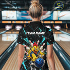 Custom Turquoise Funny Chicken Bowling Team Shirt Break Glass Bowling Jersey