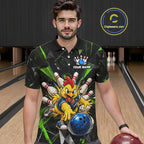 Custom Green Funny Chicken Bowling Team Shirt Break Glass Bowling Jersey
