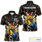 Custom Orange Funny Chicken Bowling Team Shirt Break Glass Bowling Jersey