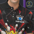 Custom Red Funny Chicken Bowling Team Shirt Break Glass Bowling Jersey