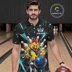 Custom Turquoise Funny Chicken Bowling Team Shirt Break Glass Bowling Jersey