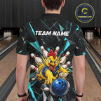 Custom Turquoise Funny Chicken Bowling Team Shirt Break Glass Bowling Jersey