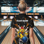 Custom Orange Funny Chicken Bowling Team Shirt Break Glass Bowling Jersey