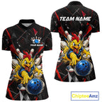 Custom Red Funny Chicken Bowling Team Shirt Break Glass Bowling Jersey
