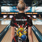 Custom Red Funny Chicken Bowling Team Shirt Break Glass Bowling Jersey