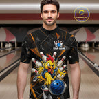 Custom Orange Funny Chicken Bowling Team Shirt Break Glass Bowling Jersey