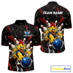 Custom Red Funny Chicken Bowling Team Shirt Break Glass Bowling Jersey