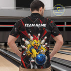 Custom Red Funny Chicken Bowling Team Shirt Break Glass Bowling Jersey