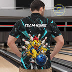 Custom Turquoise Funny Chicken Bowling Team Shirt Break Glass Bowling Jersey