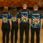 Custom Turquoise Funny Chicken Bowling Team Shirt Break Glass Bowling Jersey