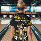 Custom Yellow Funny Cat Bowling Shirt Bowling Team Jersey