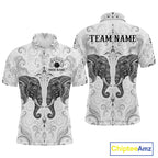 Custom Black & White Tribal Elephant Bowling Team Shirt Bowling Jersey Polo & 1/4-Zip
