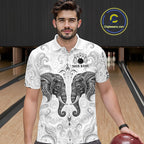 Custom Black & White Tribal Elephant Bowling Team Shirt Bowling Jersey Polo & 1/4-Zip