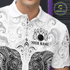 Custom Black & White Tribal Elephant Bowling Team Shirt Bowling Jersey Polo & 1/4-Zip