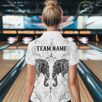 Custom Black & White Tribal Elephant Bowling Team Shirt Bowling Jersey Polo & 1/4-Zip