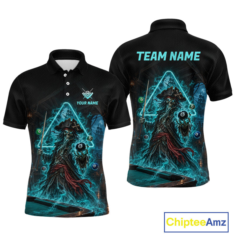 Custom Grim Reaper Billiard Shirts Pirate 8 Ball Billiard Pool Jersey
